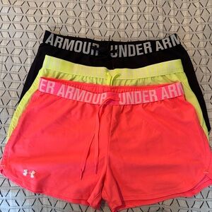 Under Armour Women's Athletic Shorts - Black, Neon Yellow, Pink